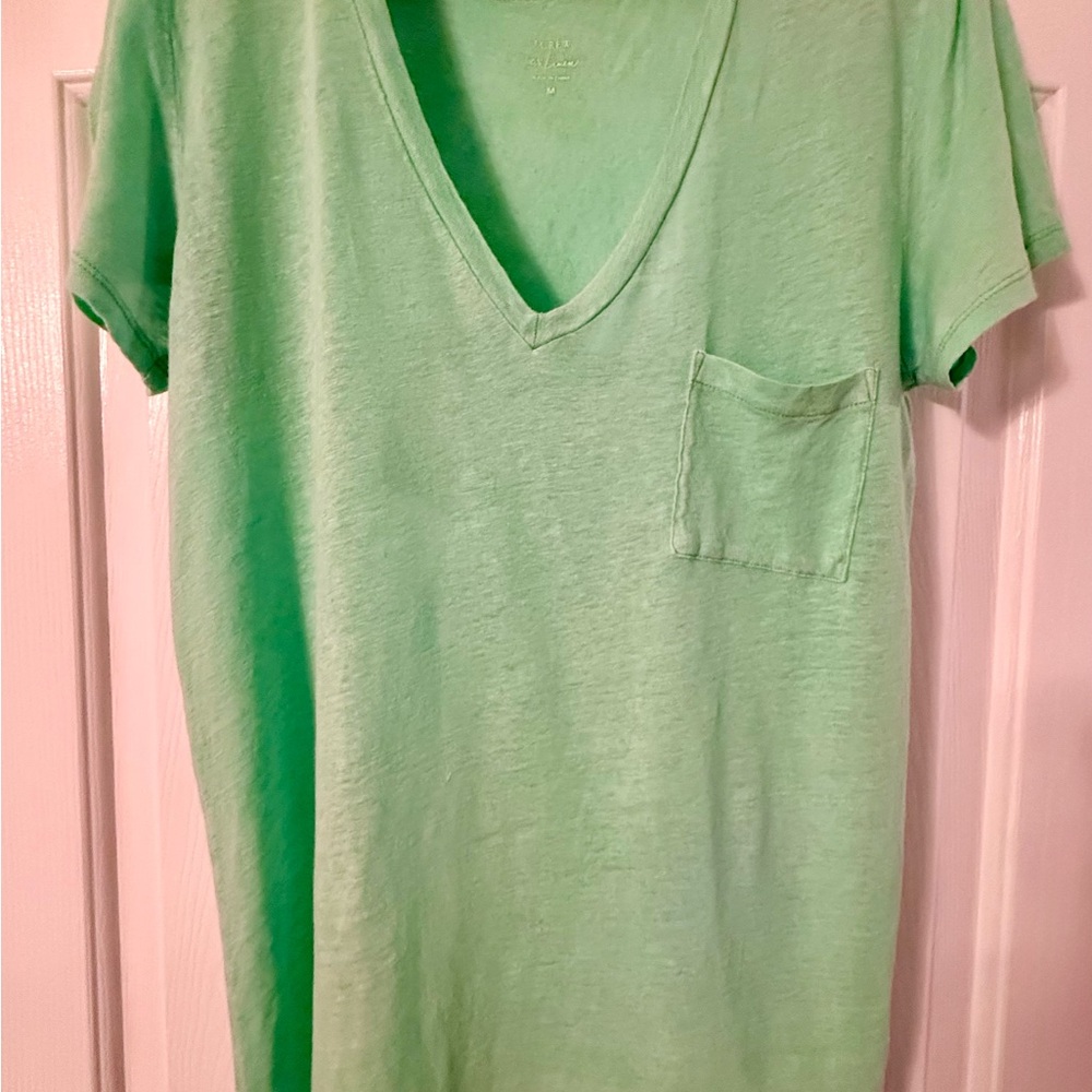 J. Crew Neon Green Linen T-shirt